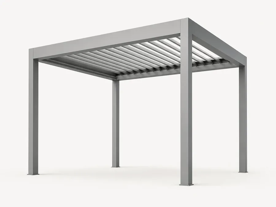 Lamellpergola 3 × 3 meter i aluminium från Tjust, 9 kvm skyddad uteplats