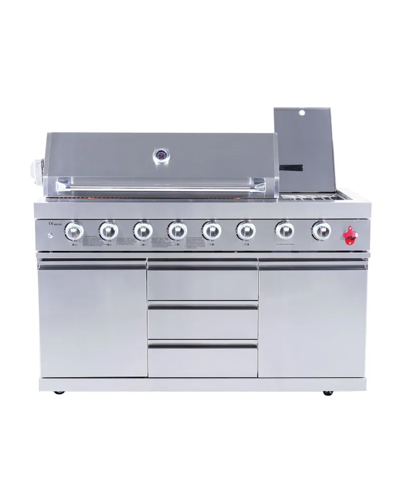 8-brännare gasolgrill utekök modul 304 rostfritt stål 147 cm | TJUST